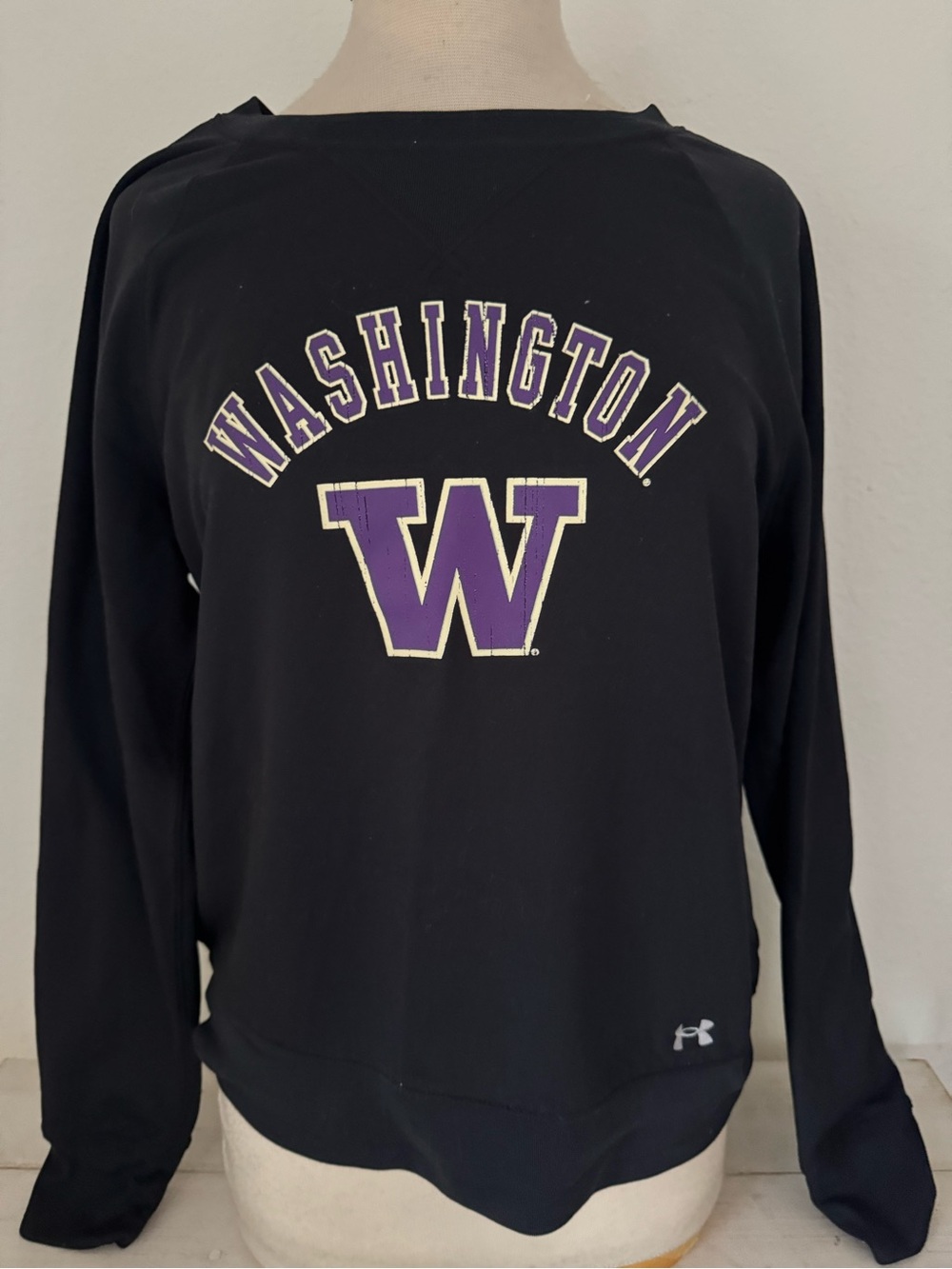 Under Armour Black Crewneck Sweatshirt with Purple Washington W